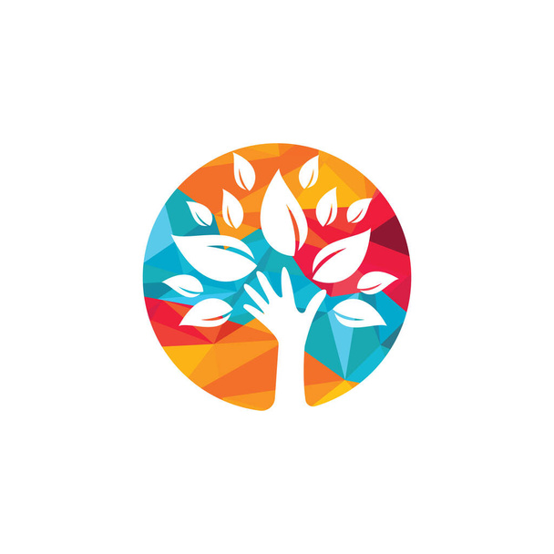 Kreative grüne Hand Baum Logo-Design. Naturprodukte Logo. Kosmetikikone. Spa-Logo. Schönheitssalon oder Yoga-Logo. - Vektor, Bild