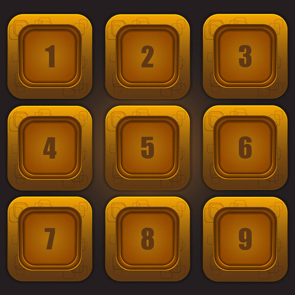 A set of colorful buttons with numbers from one to nine on a dark background. Vector design element. - Vektori, kuva