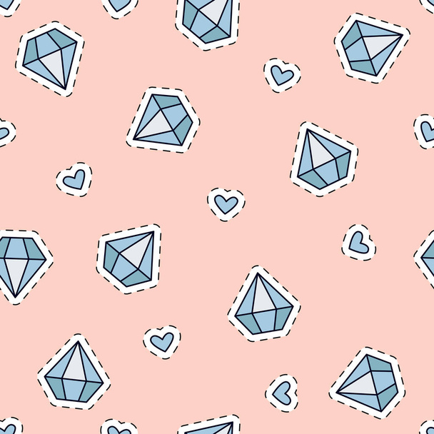 A seamless pattern with faceted crystals on monochromatic background - Vector, Image