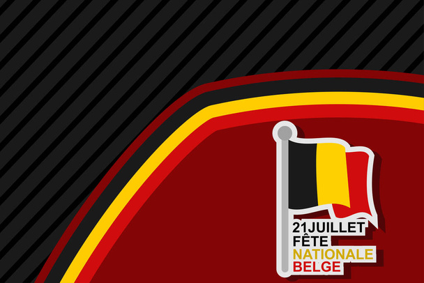 Übersetzt: 21. Juli, Belgischer Nationalfeiertag. Fröhliches Belgien National Day (Fte Nationale Belge) Vector Illustration. Geeignet für Grußkarte, Poster und Banner. - Vektor, Bild