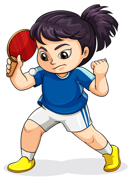 A female Asian playing tabletennis - Vector, Image
