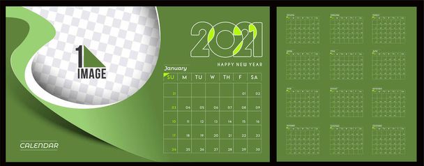 Happy new year 2021 Calendar - New Year Holiday design elements for holiday cards, calendar banner poster for decorations, Vector Illustration Background. - Vector, Image