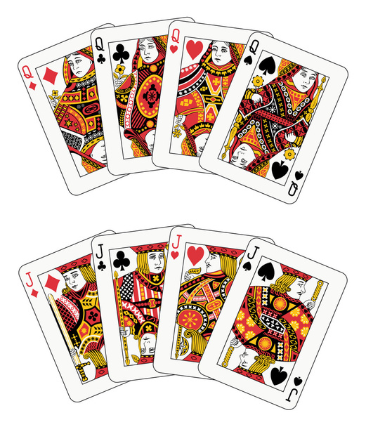 Poker jack and queen - Vector, Image