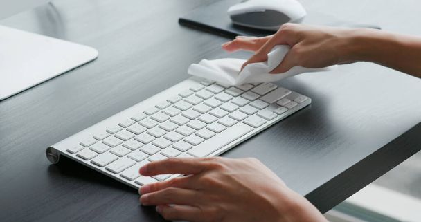 Woman type on computer keyboard  - Foto, afbeelding
