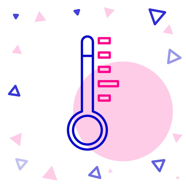Line Meteorológiai hőmérő mérő ikon elszigetelt fehér alapon. Hőmérő berendezés, amely meleg vagy hideg időjárást mutat. Színes vázlat koncepció. Vektorillusztráció. - Vektor, kép