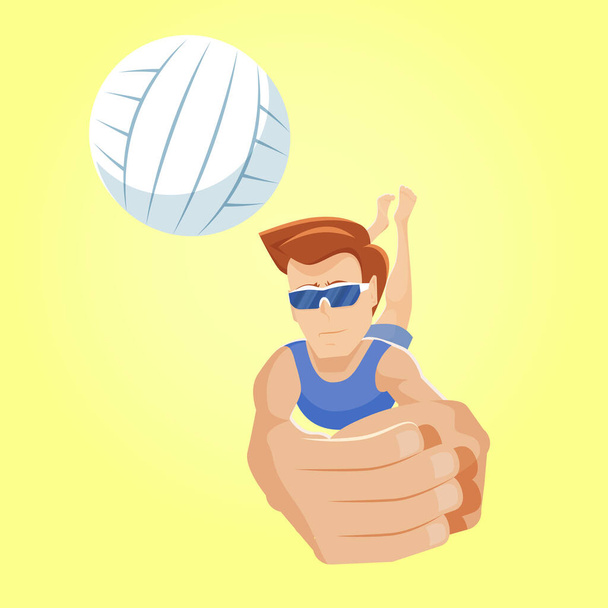 Volleyball digging technique in beach volleyball game. - Vector, Image