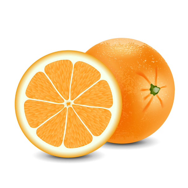 Fresh orange isolated on white background - Vettoriali, immagini