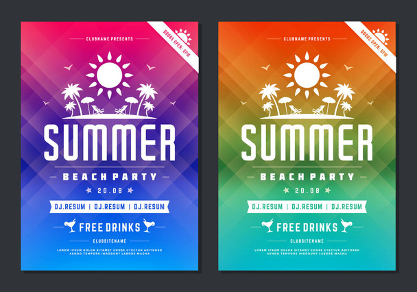 Summer party design poster or flyer night club event modern typography - Vecteur, image