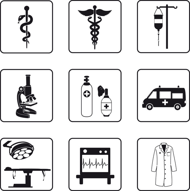 Orvosi szimbólumokat és berendezések - Vektor, kép