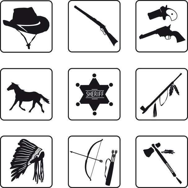 Símbolos del Viejo Oeste
 - Vector, Imagen
