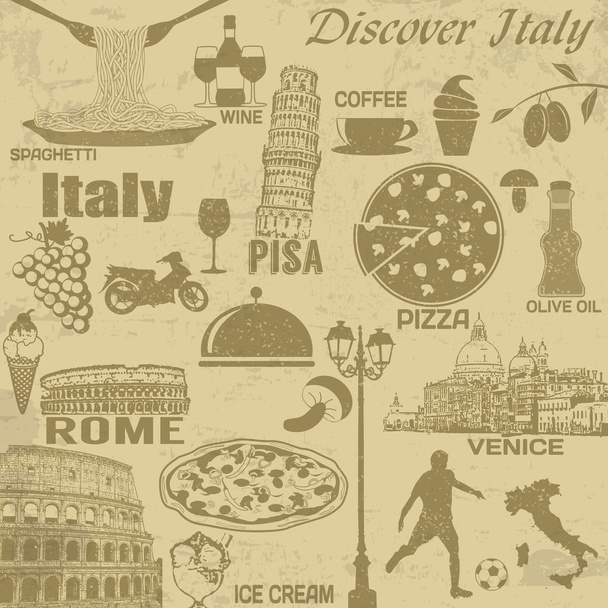 Italia viaje cartel vintage
 - Vector, Imagen