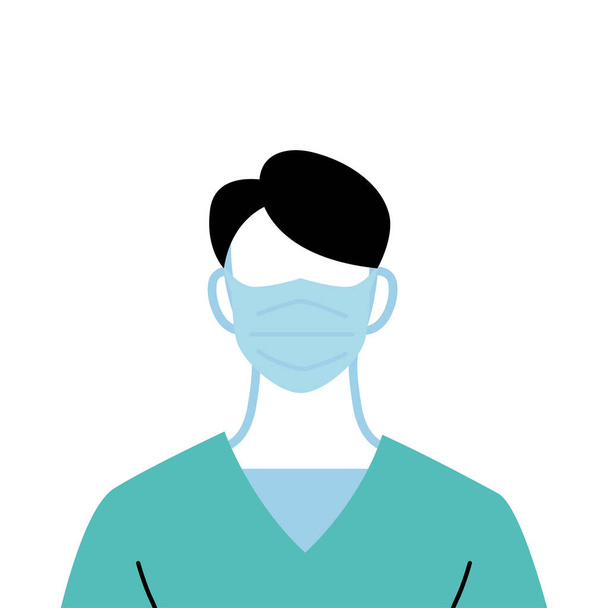 外科用マスクをした男性医師 - ベクター画像