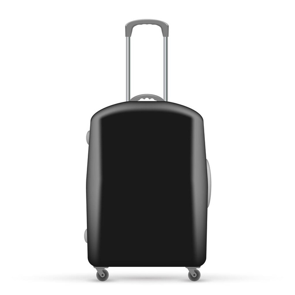 Vector illustration of black travel bag. front view - Vector, Image