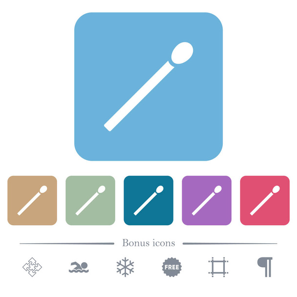 Matchstick białe płaskie ikony na zaokrąglone kwadratowe tła. 6 ikon bonusowych - Wektor, obraz