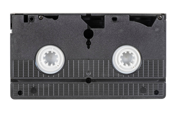 Black VHS video tape cassette isolated on white background - Photo, Image
