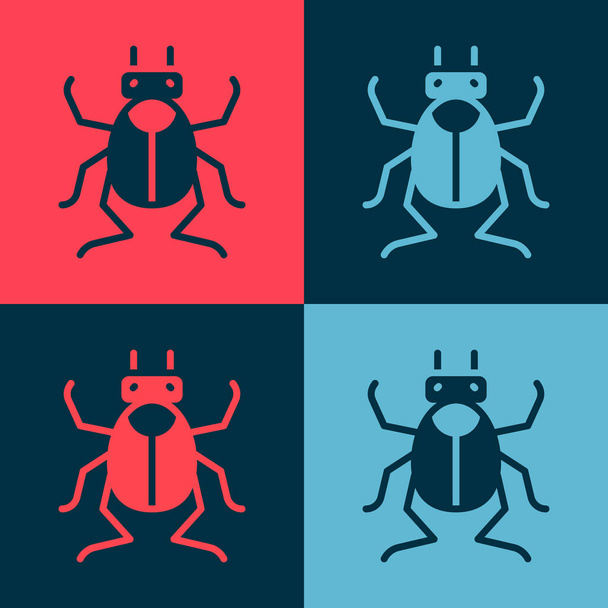 Pop art Beetle ikona błędów izolowane na tle koloru. Wektor. - Wektor, obraz