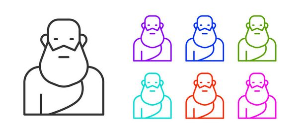 Black line Socrates icon isolated on white background. Sokrat ancient greek Athenes ancient philosophy. Set icons colorful. Vector. - Vector, Image