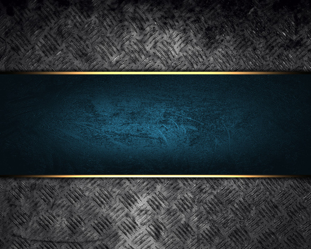 Design template. grunge metal texture with blue sign - Photo, image