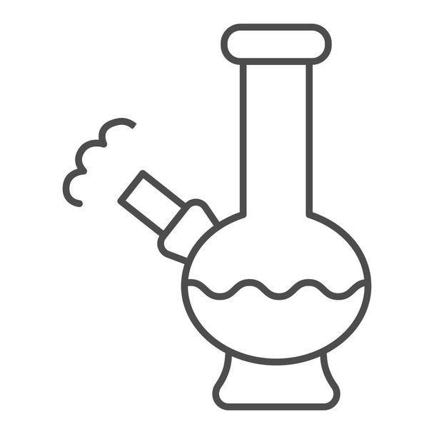 Bong thin line icon, Smoking concept, glass water pipe sign on white background, Glass bong for smoking icon in outline style for mobile concept and web design. Vector graphics. - Vektor, obrázek