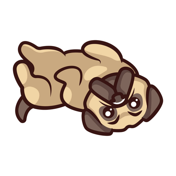 Niedlichen Mops Hund Cartoon Logo Vektor Maskottchen Charakter - Vektor, Bild
