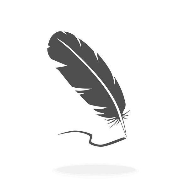 Feather Quill Black Silhouette Vector Icon Illustration Sign Symbol - Vector, Image
