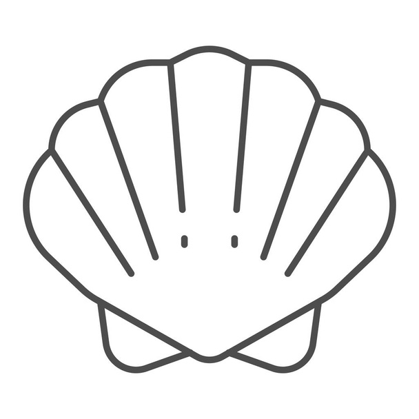 Shell thin line icon, ocean concept, shellfish shell sign on white background, seashell icon in outline style for mobile concept and web design. Vector graphics. - Wektor, obraz