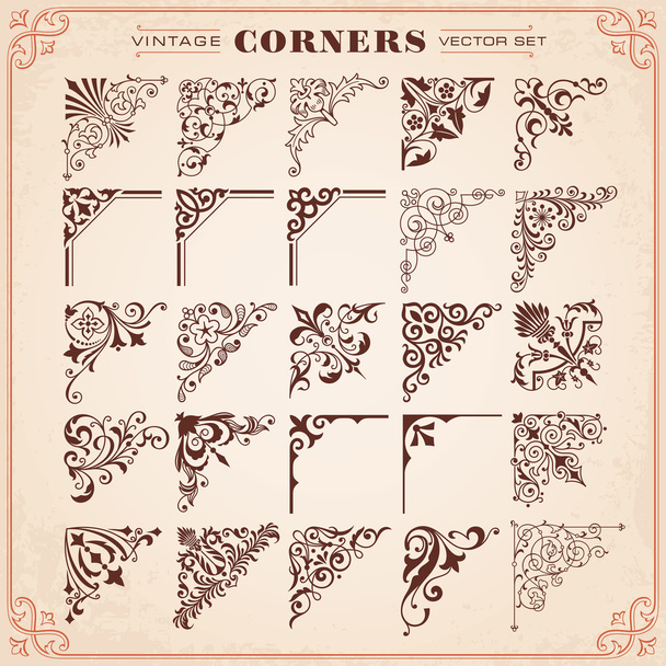 Vintage Design Elements Corners And Borders - Vector, Image