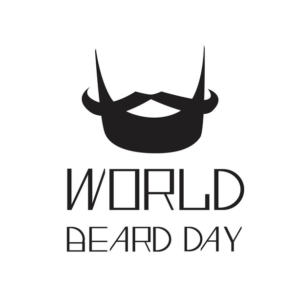 Beard silhouette and text World Beard Day is isolated on a white background as a concept of men, beard, hairdressing, barbershop. Silhouette vector stock illustration with beard and mustache - Vector, Image
