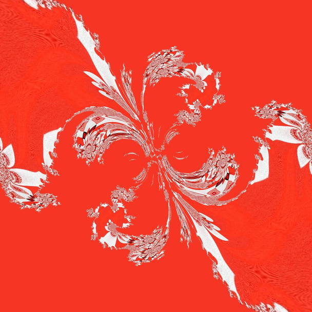 imágenes abstractas basadas en intrincado tipo Julia fractal sobre fondo rojo vivo en patrones y diseños
 - Foto, imagen