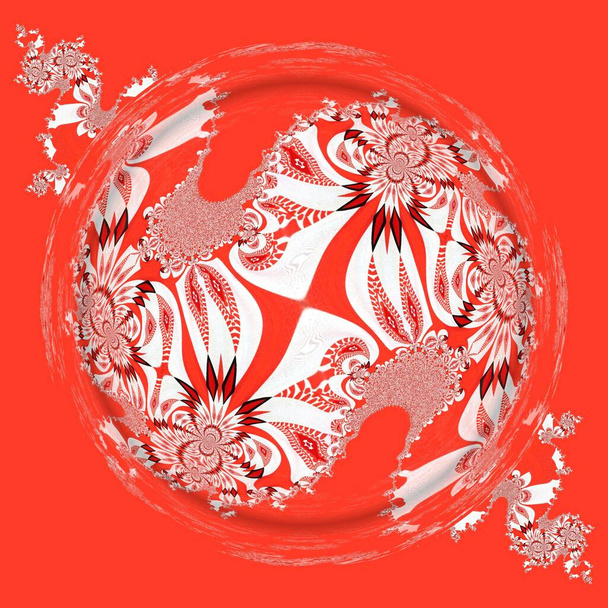 абстрактные изображения, основанные на сложном фрактале типа Юлия на ярком красном фоне, на рисунках и узорах
 - Фото, изображение