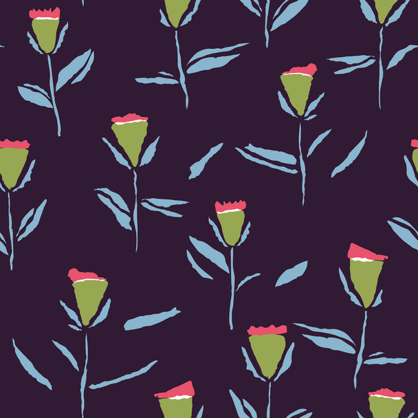 Seamless pattern vector design with pretty stylized flowers - Vecteur, image