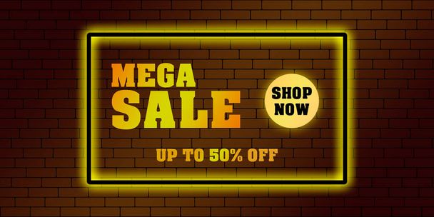 Abstract promo banner with mega discount on wall background - Photo, Image
