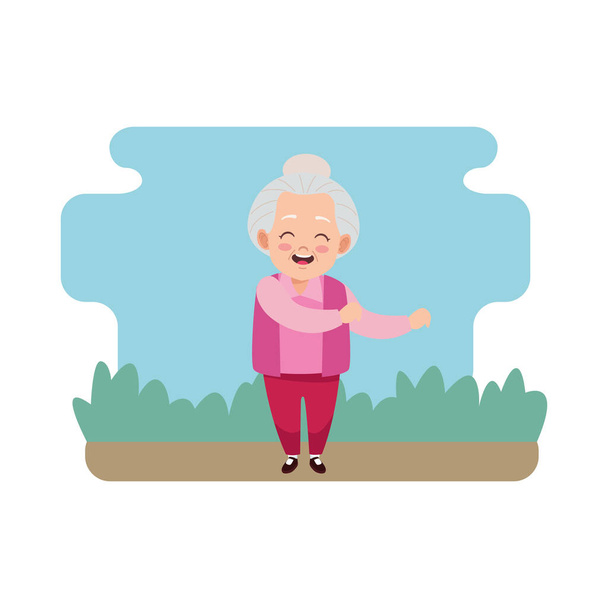 schattig gelukkig grootmoeder avatar karakter - Vector, afbeelding