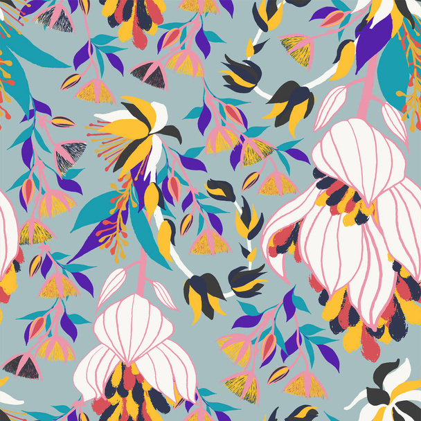 1703 Moody Flowers seamless pattern - Vektör, Görsel