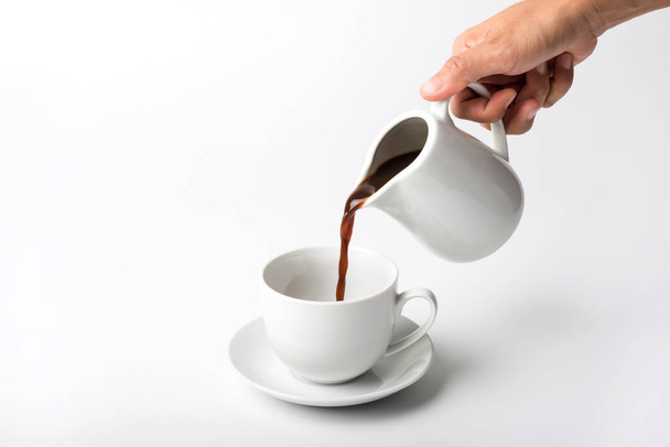 cup of coffee over white background. breakfast - Foto, imagen