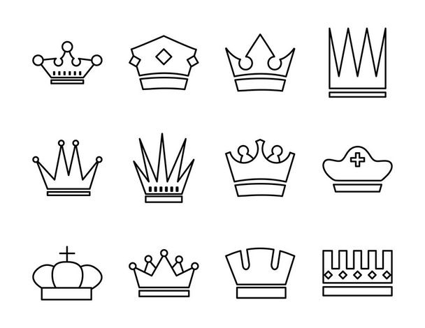 bundle of crowns royal set icons - Vector, Image