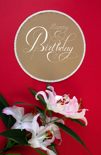 postcard or Internet banner with a birthday greeting, with the inscription - happy birthday - Photo, Image