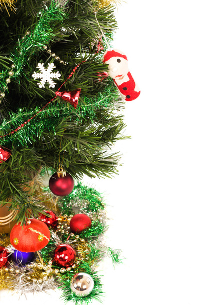 Decorated Christmas tree with white background - Photo, Image