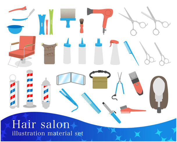 Hair salon illustration material set - Vector, Image