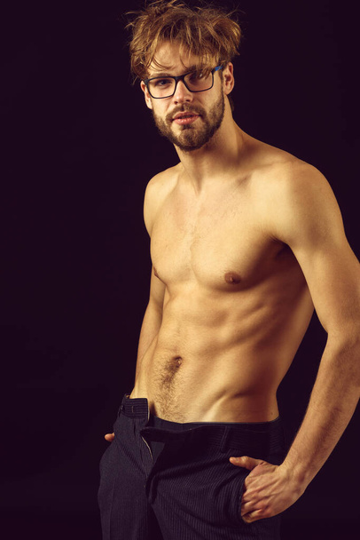 bearded man with muscle torso - Photo, Image