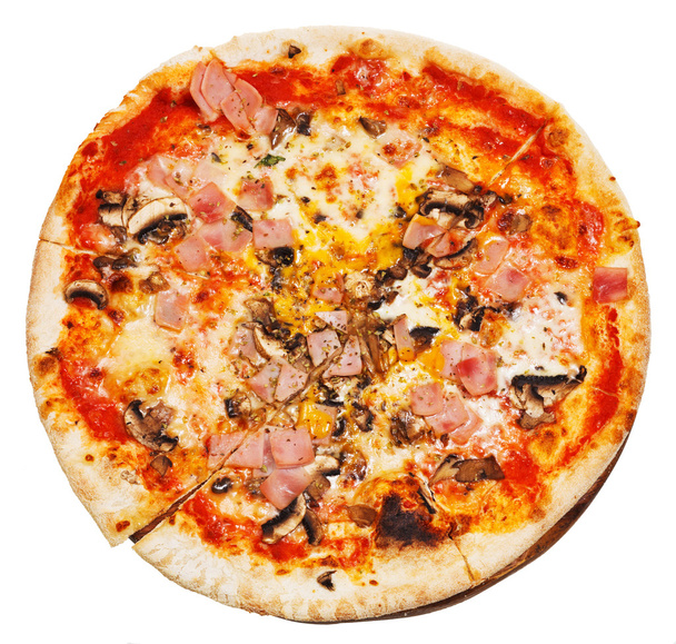 vue de dessus de pizza italienne aux champignons et jambon
 - Photo, image