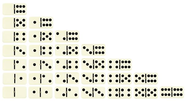 conjunto completo de fichas de dominó
 - Foto, imagen