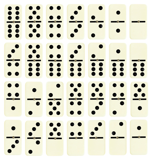 conjunto completo de fichas de dominó
 - Foto, imagen