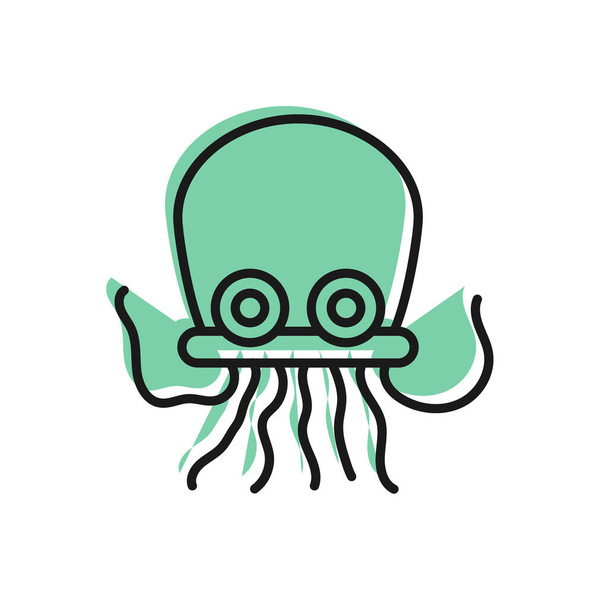 Black line Octopus icon isolated on white background.  Vector.. - Vecteur, image