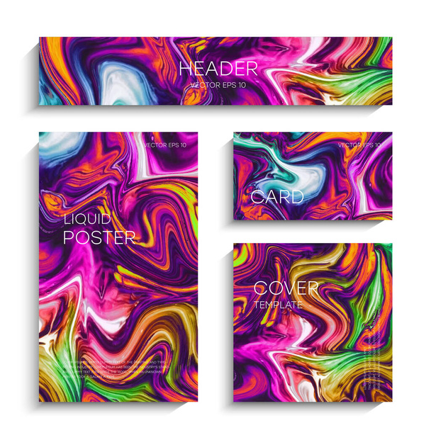 Mixture of acrylic paints. Modern artwork. Trendy design. Marble effect painting. Graphic hand drawn design for design. Contrast, liquid. - Vector, Image