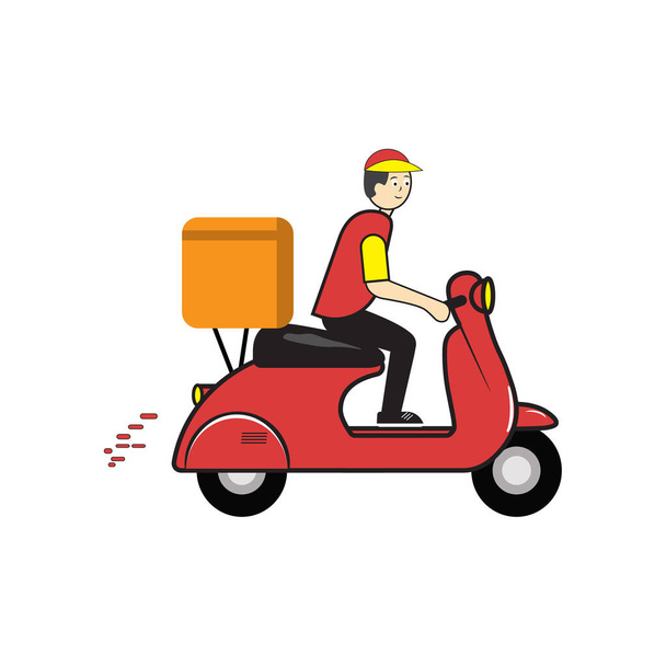 Servicio de entrega con mensajero en moto
 - Vector, imagen