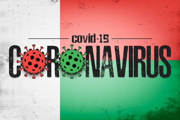 Flag of Madagascar with coronavirus covid-19 - Vector, imagen