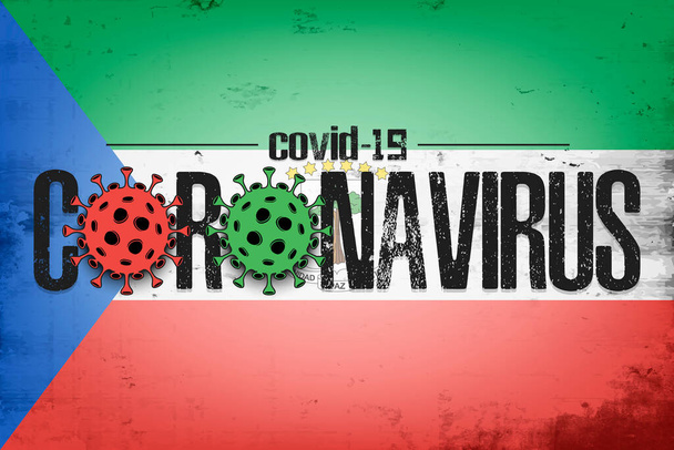 Bandeira da Guiné Equatorial com coronavírus covid-19
 - Vetor, Imagem