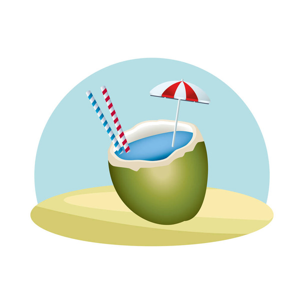 ícone de verão de coqueiro fresco
 - Vetor, Imagem