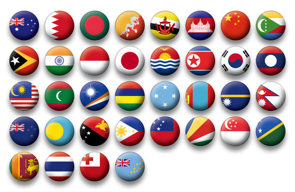 Набор векторных кнопок флагов Океании и Тихого океана
 - Вектор,изображение